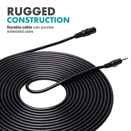 Movo MC20 3.5mm Audio Cable - 3.5mm TRS Female to Male 20ft Extension Cord for Microphones, Headphones, and More - size: 20-foot