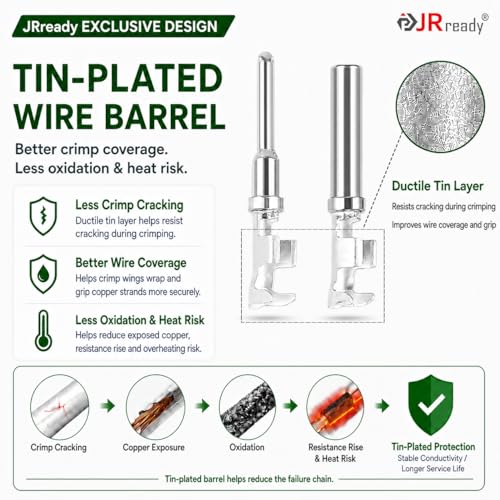 JRready 120 Pcs 2 Pin Deutsch DT Connector Kit 12 Sets, Gray Waterproof Wire Connectors, Size 16 Contacts with Tin-Plated Wire Barrels, Seal Plugs, 14-18 AWG for Car Truck Marine Wiring - size: 2-Pin (12 Pairs)