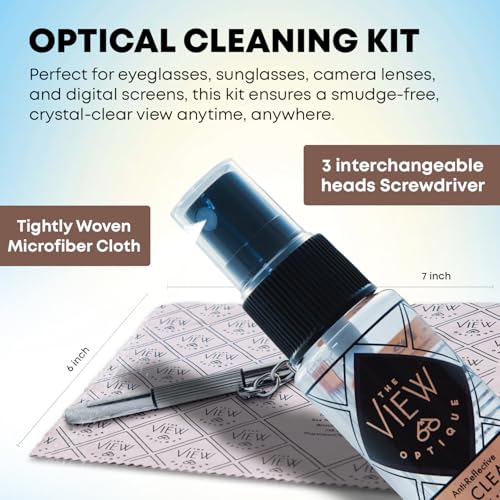 Anti-Reflective Lens Cleaner & Repair Kit – 0.4oz Glasses Cleaner Spray, Microfiber Cloth & Keychain Screwdriver in a Vinyl Snap Case for Eyeglasses, Sunglasses & Screens(3 Piece Set) - size: 0.4 Fl Oz (Pack of 1), style: 1x0.4oz Lens Spray + 1 Microfiber