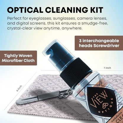Anti-Reflective Lens Cleaner & Repair Kit – 0.4oz Glasses Cleaner Spray, Microfiber Cloth & Keychain Screwdriver in a Vinyl Snap Case for Eyeglasses, Sunglasses & Screens(3 Piece Set) - size: 0.4 Fl Oz (Pack of 1), style: 1x0.4oz Lens Spray + 1 Microfiber