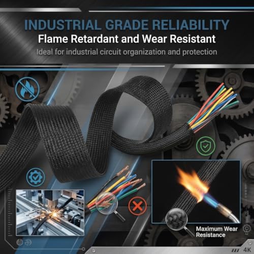 Heat Shield Hose Sleeve, 14mm Nylon Braided Wire Harness Wrap, 10 FT Wear Resistant Adjustable Cable Protection Cover for Fuel Line Brake Line Wiring, Universal for Most Cars (Black) - color: Black #14mm