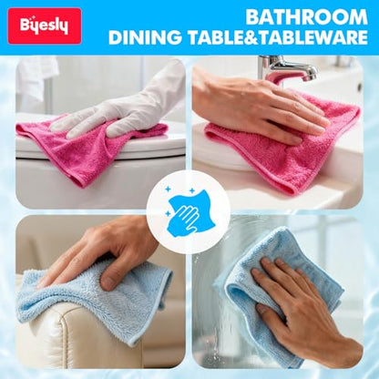 12-Pack Microfiber Cleaning Cloth, 11.5x11.5 Microfiber Towels for Cars, Dishes & House, For Detailers, Chefs & Efficient Home | Scratch-Free, Lint-Free, Ultra Absorbent(Green/Blue/Yellow/Pink) - color: Green/Blue/Yellow/Pink
