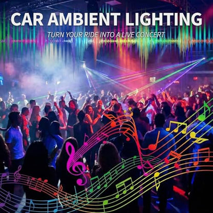 Ambient Lighting Car Led Lights Interior Kit,10 in 1 RGB Music Sync Acrylic Led Lights for Car Interior,175 inches Fiber Optic Neon Accent Strip Night Ambiance Footwell Lighting with Wireless APP - size: 10 in1(1*43.3inch+4*29.5inch+1*13.8inch+4*footwell
