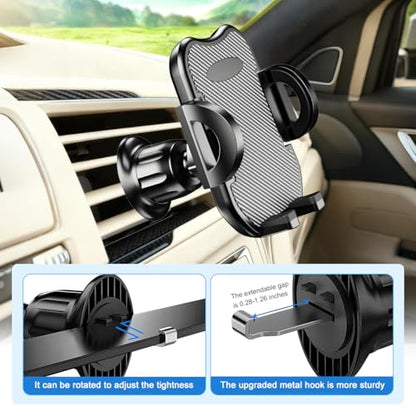 Car Phone Holder, 360° Rotatation Vehicle Air Vent Cell Phone Mount with Hook Clip, Hands Free Automotive Interior Smartphones Cradle, Universal for Most Vehicles (Carbon Fiber) - color: Carbon Fiber