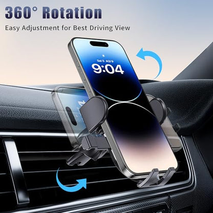 Car Vent Phone Mount, Universal Cell Phone Holder for Car [Upgraded Vent Clip Never Fall Off] Hands Free Air Vent Phone Holders for Your Car,Phone Stand for iPhone and Other Smartphones - color: Black