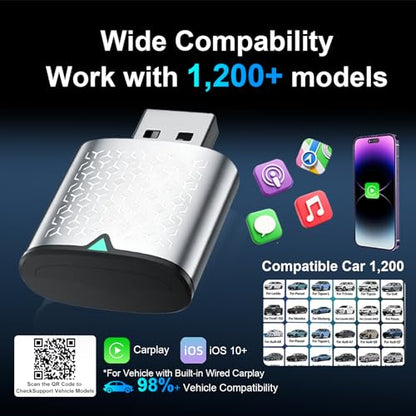 Wireless Carplay Adapter for iPhone, Bluetooth Car Play Dongle - color: Silver