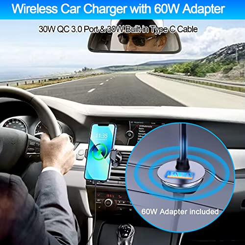Wireless Car Charger Mount for Samsung Galaxy Z Fold 8 7,15W Fast Charging - color: Black-With 60W Car Charger