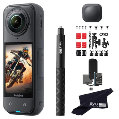 Insta360 X5 Motorcycle Bundle-8K Waterproof 360 Action Camera with 1/1.28" 48MP Sensors, 8K 360 HDR Video, 72MP, 4K Single-Lens |Bundle Includes Motorcycle Bundle, Selfie Stick, Lens Cap (No Card) - style: No Card