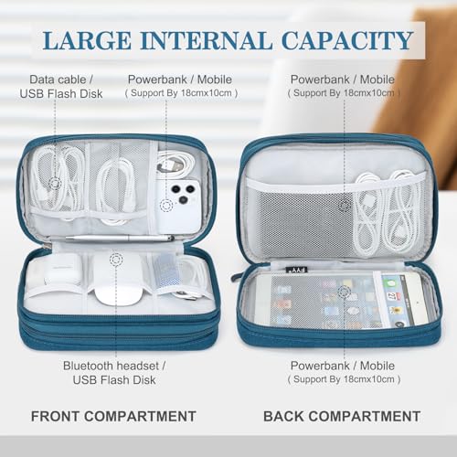 FYY Electronic Organizer, Travel Tech Pouch Bag, Large, Dark Green - color: Dark Green, size: 9.1 x 5.9 x 3.15 inches