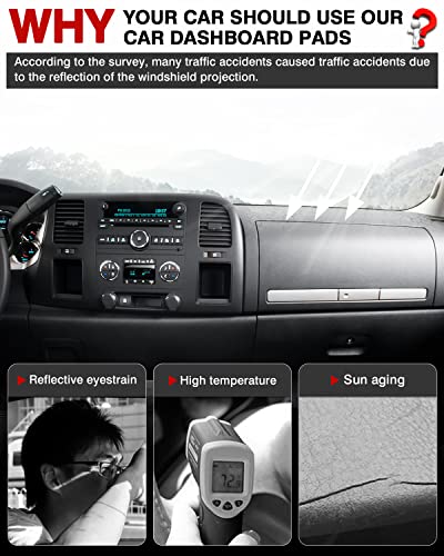 Autorder Dashboard Cover Mat for 2007-2013 Chevy Chevrolet Silverado/GMC Sierra/Avalanche, 2007-2014 GMC Yukon/Chevrolet Tahoe/Suburban with 2 Glove Boxes Accessories Dash Cover Flannel Dash Mat - size: Black 07-13 Silverado 2 Glove Boxes