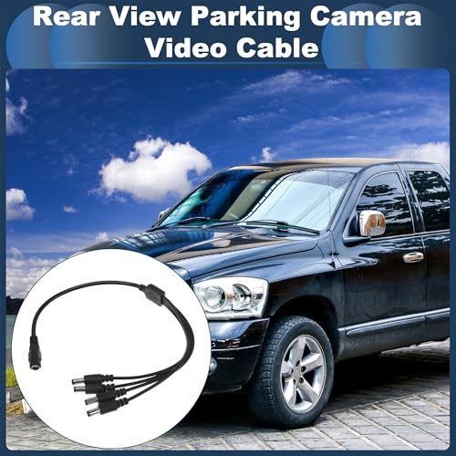 Universal Car Reverse Rear View Parking Camera Video Cable 4 in 1 DC Backup Camera Video Cable Extension for Monitor and Backup Black 0.37M