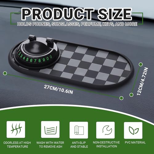 Panmall Multi Functional Anti-Slip Car Phone Mat with 360° Rotating Phone Holder, Car Dash Non Slip Mat Cell Phone Holder, for Phones, Sunglasses, and Daily Essentials-Black