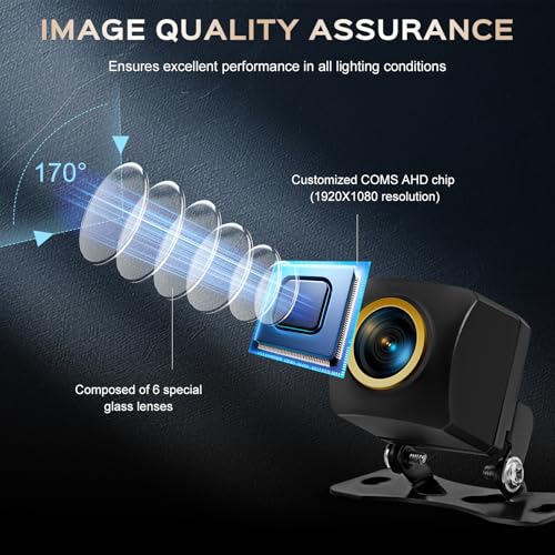 Backup Camera, License Plate Backup Camera for car,AHD 1080P Metal 170 Degree Wide Angle Rearview Reversing Camera,Reverse Rear View Camera for Car Vehicle SUV RV [HD/AHD] - color: Black