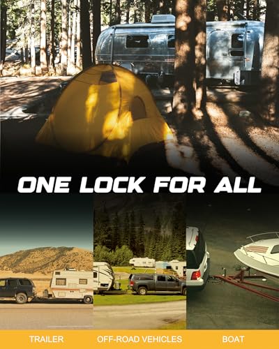 RETRUE Universal Coupler Lock Trailer Locks Ball Hitch Trailer Hitch Lock Adjustable Security Heavy-Duty Steel Fits 1-7/8 Inch, 2 Inch, 2-5/16 Inch Couplers, Bright Yellow, Light Weight (Pack of 2) - color: Bright Yellow, size: 2 Pack