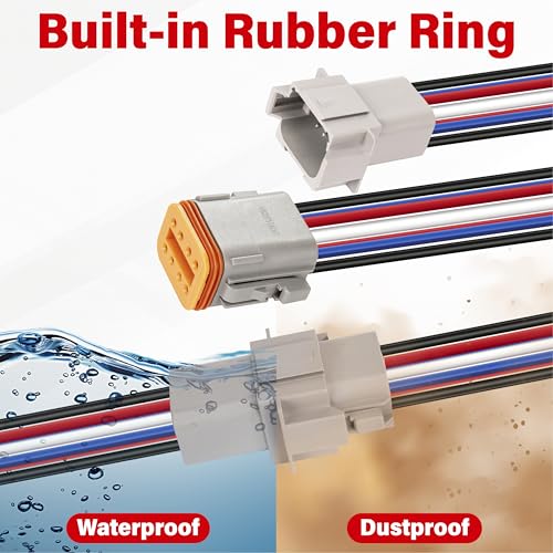 Deutsch DT 8 Pin Grey Male Female Wiring Harness Connector 2 Kits, 16 AWG - color: 2 Sets-Grey, size: 8Pin