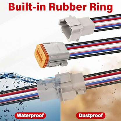 Deutsch DT 8 Pin Grey Male Female Wiring Harness Connector 2 Kits, 16 AWG - color: 2 Sets-Grey, size: 8Pin