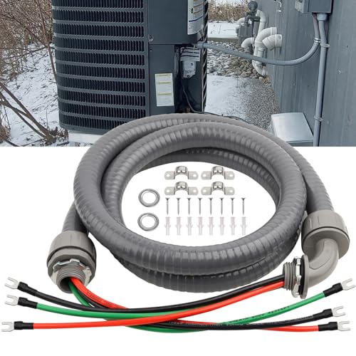 1/2Inch Power Whips Assembly, 6FT Nonmetallic Liquid Tight Flexible Conduit Wire with 3 Conductors 10 Gauge THHN Electrical Wires, A/C Hook-up Whip Kit Electrical Wire(6FTx1/2Inch) - color: Teminal, size: 6 ft