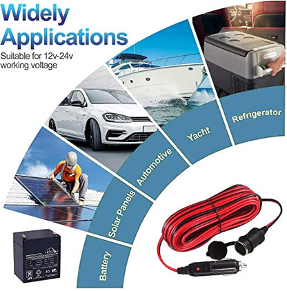 12V/24V Heavy Duty Cigarette Lighter Extension Cord 6FT 15A - size: 6FT