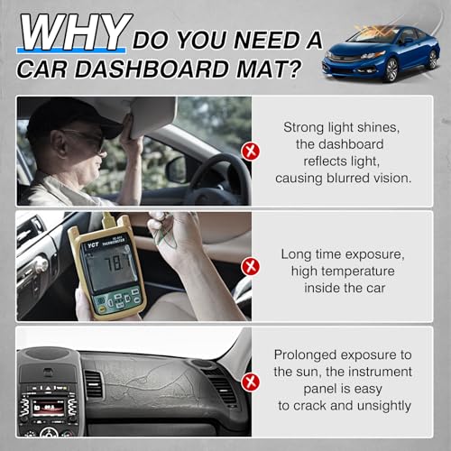 Cartist Dashboard Cover for 2012-2015 Honda Civic Accessories,Non-Slip Polyester Dash Cover Mat Anti-Glare UV Sun Protection Protector - size: Honda Civic 2012-2015