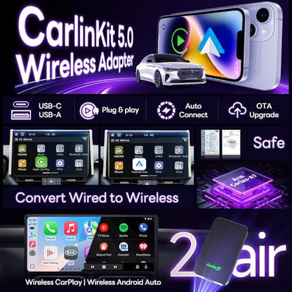 CarlinKit 5.0 Wireless CarPlay Adapter for Android Auto 2AIR