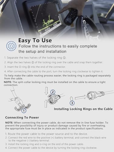 Replacement for 010-11425-01 Threaded Transducer Power Cable Compatible with Garmin GLS 10 Sonar Module, GPSMAP 6200, 7200, 8200 MFD Series, 8500, 8530 Back Box and Panoptix LiveScope System