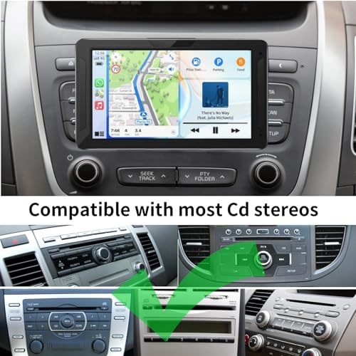 CD Slot Phone Mount for Car, 17mm Ball Adapter with Locking System, Compatible with Portable CarPlay Screen, Baby Monitor & Cell Phone Holder