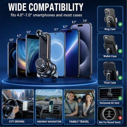 car phone holder vent mount,vent phone mount for car,car vent holder,car phone holder vent,vent phone holder,360-Degree Flexible Rotation Design,For Car Compatible With Iphone,Samsung,All 4–7” Phones