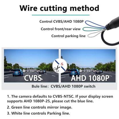 Backup Camera for Cars,Universal AHD 1080P Fisheye CCD Waterproof Wide View Angle Rear/Front View Back up Camera for HD Night Vision for Car Parking Assist Camera Reversing Parking Three Control Line