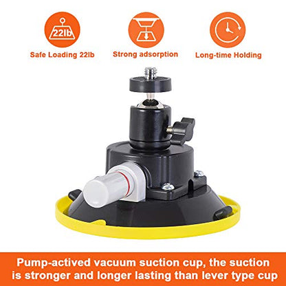 IMT 4.5" Suction Cup Camera Mount with 360 Ball Head, Air Pump Vacuum Suction Mount for Action Camera/DSLR/Camcorders/Phone, Camera Holder on Windshield/Window/Dashboard/Boats - size: 4.5"