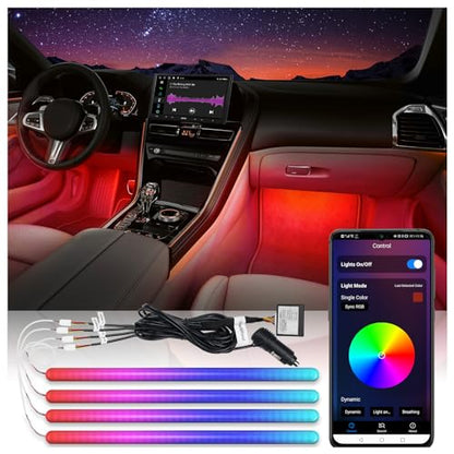 ATOTO Car LED Lights, Smart Interior Lights with App Control, 160 LEDs RGB Inside Car Lights with DIY 21 Music Modes 16 Million Color Switching-Independent Control of Front and Rear, CI-FLT01