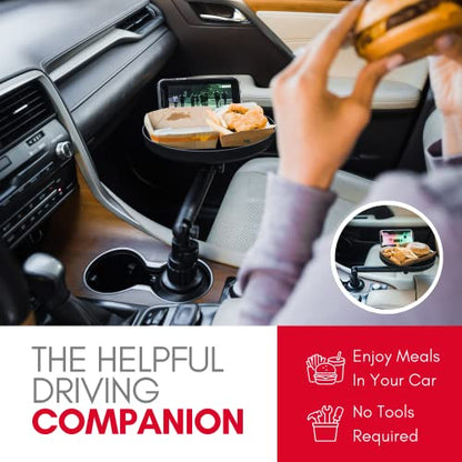 Macally Cup Holder Tray for Car - Adjustable Car Tray Table - Perfect Car Food Tray for Eating with Phone Slot and Swivel Arm - Car Organizer - size: original
