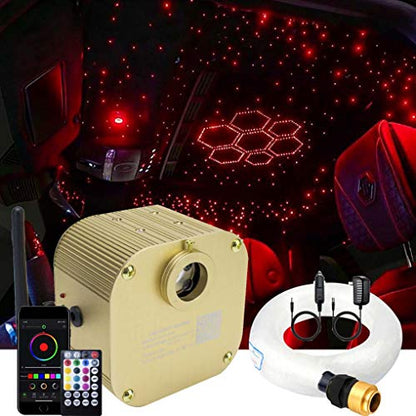 AZIMOM Bluetooth16w Twinkle Fiber Optic Lights Star Ceiling Lighting Kits Mixed 335pcs 13.1ft Fiber Strands End Glow RGBW Music Mode Light Source Car Use Headliner Home Decor - size: Star+335pcs*(0.03+0.04+0.06)in*13.1ft