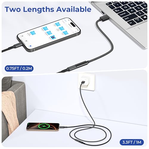 Basesailor USB 3.0 to USB C Adapter 0.75FT 2Pack,USBC Female to USB A Male - color: Black, size: 0.75FT