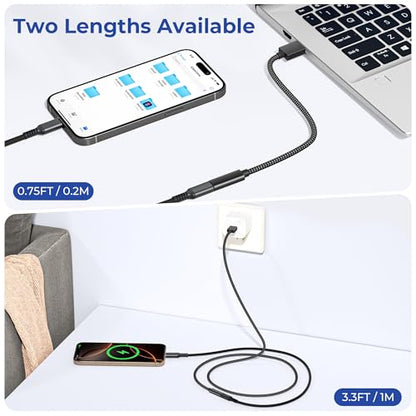 Basesailor USB 3.0 to USB C Adapter 0.75FT 2Pack,USBC Female to USB A Male - color: Black, size: 0.75FT