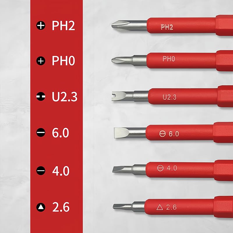 1000V Insulated Electrician Multitools Set, 5-in-1 Professional Electrician Screwdriver Set Insulation Handle S2 Steel Magnetic Phillips Slotted Torx Tips