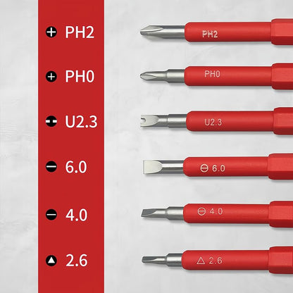 1000V Insulated Electrician Multitools Set, 5-in-1 Professional Electrician Screwdriver Set Insulation Handle S2 Steel Magnetic Phillips Slotted Torx Tips