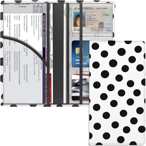 LumiMokki Premium Car Registration & Insurance Card Holder, Polka Dots - color: Polka dots