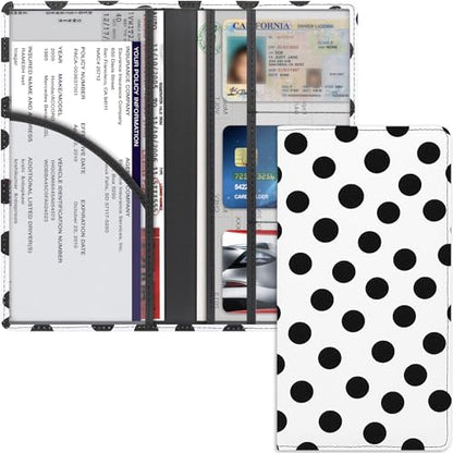 LumiMokki Premium Car Registration & Insurance Card Holder, Polka Dots - color: Polka dots