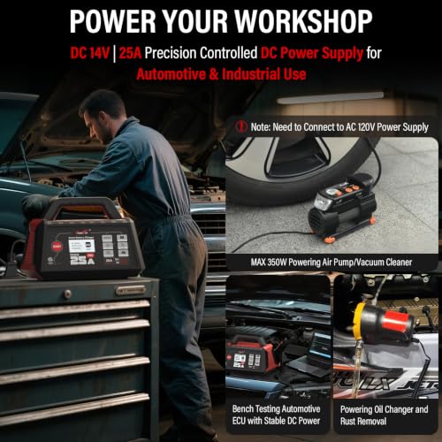 TowerTop 25A Max Pro Battery Charger: 12V Fully Automatic Smart Trickle Charger, Automotive Battery Maintainer with Engine Start, DC Supply, Winter Mode, Recondition,Desulfation, for Lead Acid/Lithium - color: 25A Max Pro