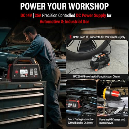 TowerTop 25A Max Pro Battery Charger: 12V Fully Automatic Smart Trickle Charger, Automotive Battery Maintainer with Engine Start, DC Supply, Winter Mode, Recondition,Desulfation, for Lead Acid/Lithium - color: 25A Max Pro