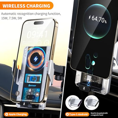 Wireless Car Charger with Phone Holder Mount 15W Fast Car Charger Auto Clamping Phone Holders for You Car Windshield Dashboard Air Vent Accessories for iPhone 13 Pro Max15141211Samsung Galaxy Googl