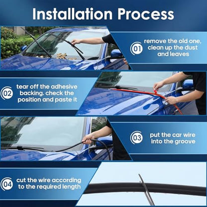 2 PCS Total 13.12 Ft Windshield Wire Hider for Car - Black PVC Side Opening Cable Cover to Hide Wires on Roof Rack, Light Bar, Dome Light & More - Universal Car Wire Hider(Each 6.56 Ft) - size: 13.12 Ft