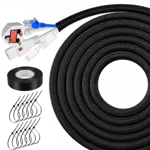 Cable Sleeve Split-Sleeving 35ft-1/4inch Cord Management Wire Protector, Wire Cover Heat Resistant Wiring Loom Harness Wire Organizer, Heavy Duty Auto Wrap Cord Protectors from Pets No Chew, Black - size: 1/4"-35Feet