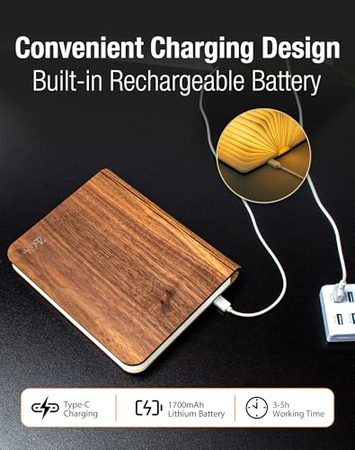 8.3 in Wooden Book Lamp, Book Lovers Gifts,Teacher Appreciation Gifts - color: Walnut, size: Large