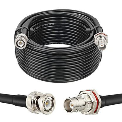 MOOKEERF BNC Cable - 50 ohm RG58 50FT BNC Male to Female Coax Cable Bulkhead Low Loss Antenna Extension for CB Radio/VHF Ham Radio/Wireless Microphone/Antenna/CCTV/Amateur Radio - size: 50FT