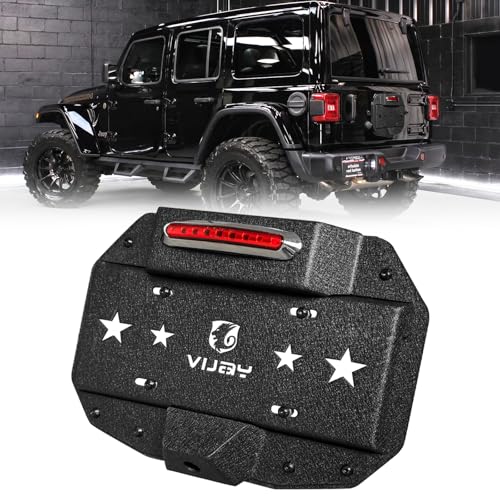 JL Wrangler Spare Tire Delete License Plate Relocation Kit with Rear Camera Mounting Holes and Plate Lights and Backup Lights Compatible with Wrangler JL 2018-2025