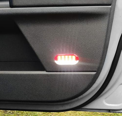 iJDMTOY Red/Clear Lens Full LED Side Door Courtesy Lamps Compatible With Volkswagen Golf R32 VR6 Jetta MK3 MK4 Beetle, By 18-SMD Red LED Lights & CAN-bus Error Free