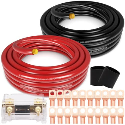 1/0 Battery Cable 0 Gauge Wire with 250A Fuse Holder & Terminals Kit,40ft - color: W/ ANL fuse holder