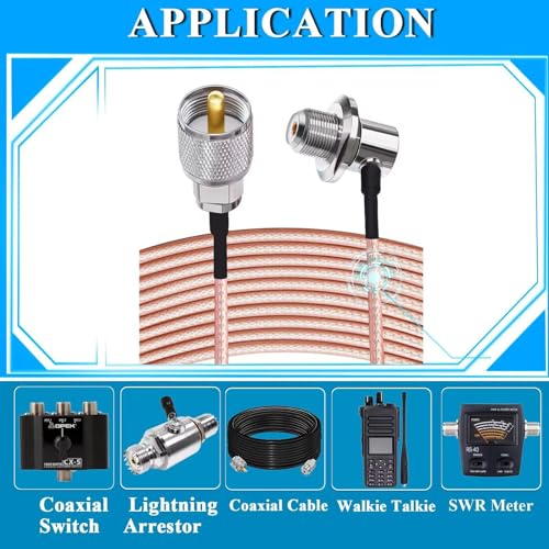 TUOLNK RG316 UHF PL259 Coax Cable, UHF Male to Right Angle SO239 Female Extension Cable, PL259 SO239 Female Elbow Coaxial Cable 16.4 ft (5M) for CB Radio, Ham Radio