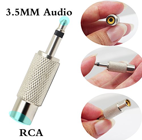 RCA to 3.5MM Audio TS Adapter 3.5mm 1/8" Mono Plug Male to RCA Female Jack Adaptor Connector（Silver (2 Packs, 2-Pole) - color: 2 Packs, 2-Pole